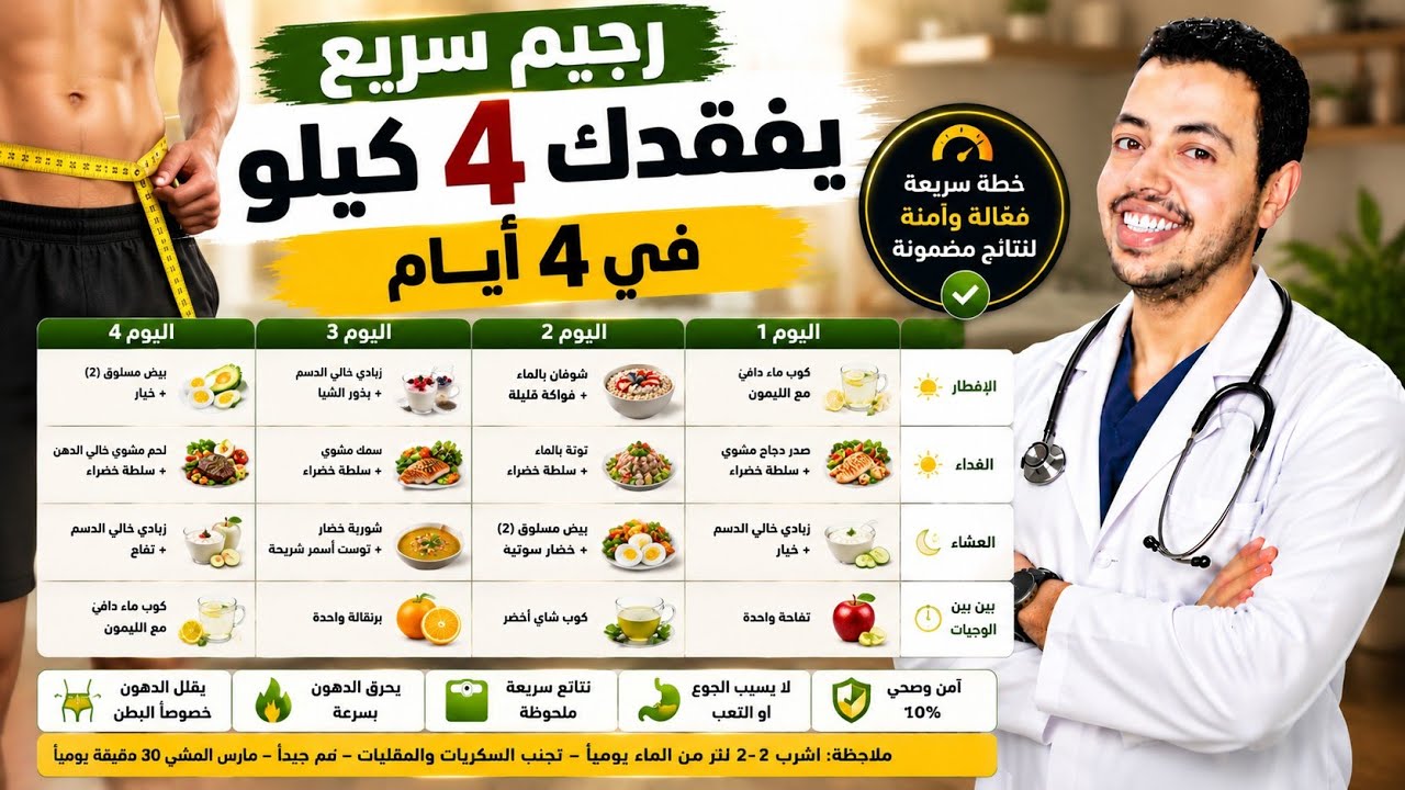 رجيم سريع يساعد في فقدان ١٠ كيلو من وزنك في إسبوع - رجيم سريع يفقدك 4 كيلو فى 4 ايام