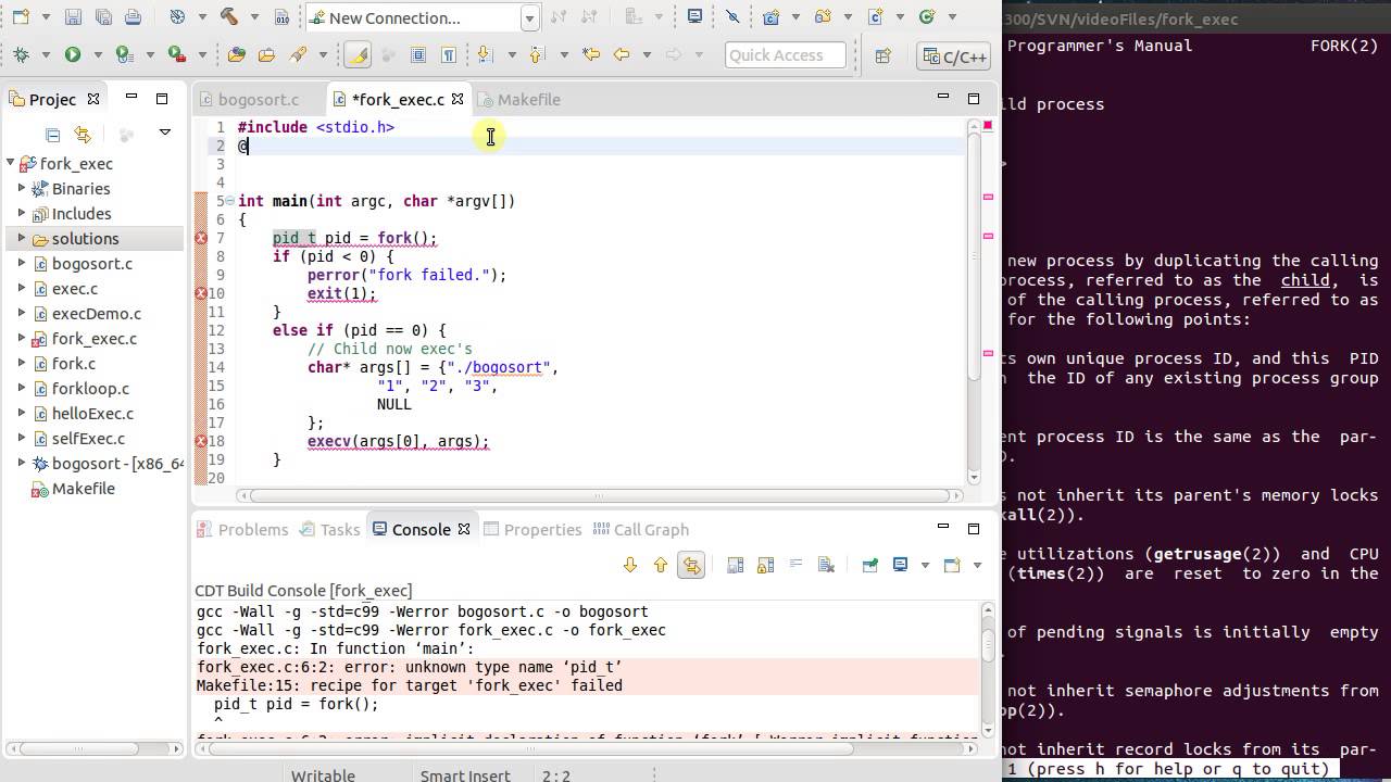 Fork and Exec Linux Programming