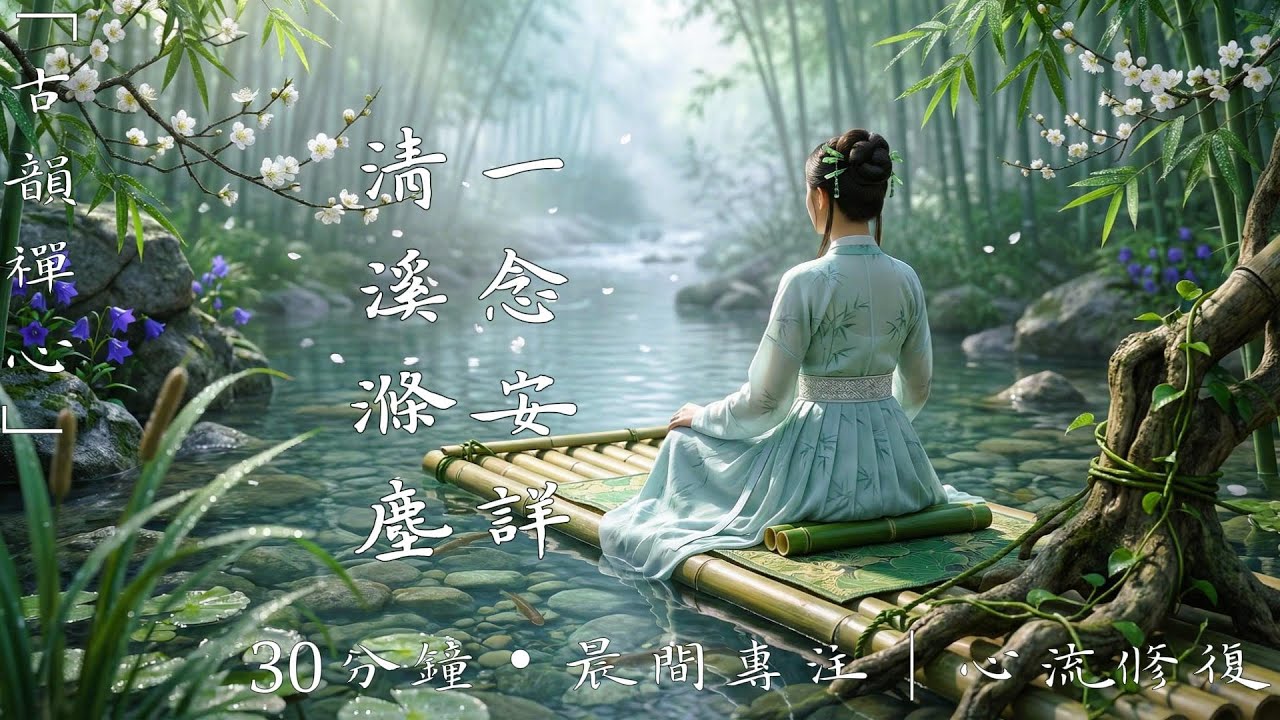 [30分鐘沉浸式靜心][深層放鬆] 聽見水流過竹林的聲音：共晨露而生，與游魚同寂｜新中式國風樂・《溪光浮影》｜Relaxation & Mindfulness