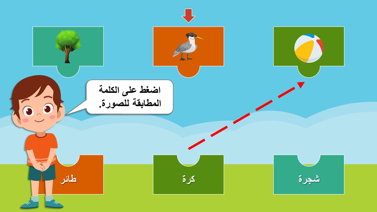 تصميم عرض بوربوينت تعليمي تفاعلي لمطابقة الكلمة مع الصورة خطوة بخطوة