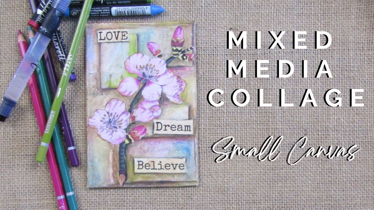 Mixed Media collage Small Canvas