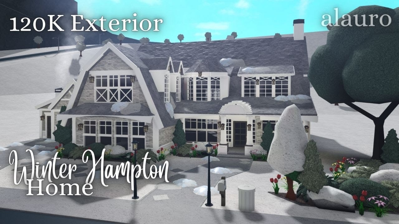 Winter Hampton Home - 120K EXTERIOR - Bloxburg Speed Build