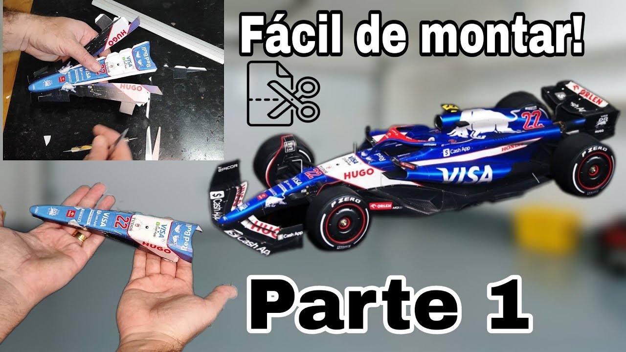 Papercraft iniciante, Parte 1, Fórmula 1 de 2024, Visa cach app RB, como montar passo a passo.
