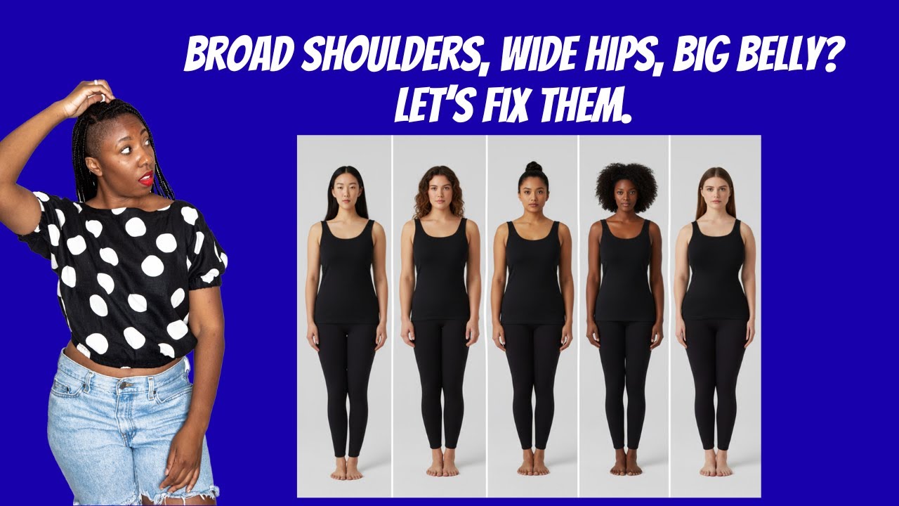 How to Dress for Broad Shoulders, Wide Hips, a Bigger Bust & Belly (No Surgery Needed)