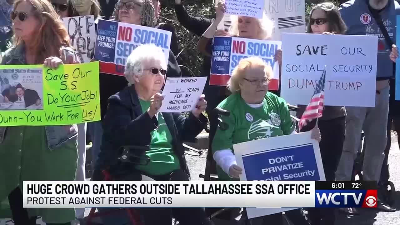 Tallahassee democrats, seniors protest feared Social Security cuts: &lsquo;Social Security is my lifeli...