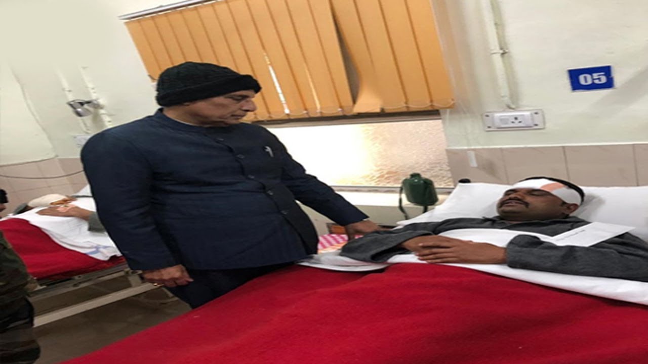 Home Minister Rajnath Singh Meets Injured CRPF Soldiers At The Army Base Camp In Srinagar
