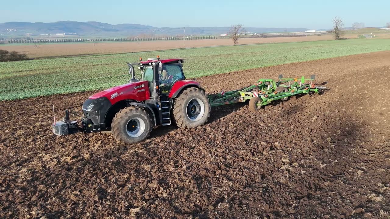 Travail du sol Case IH Magnum 380 et Amazone cenius 5003-2TX