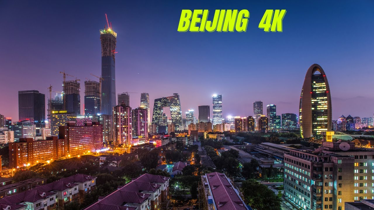 Beijing City China By Drone Night 4k - Beijing China City Drone Shots