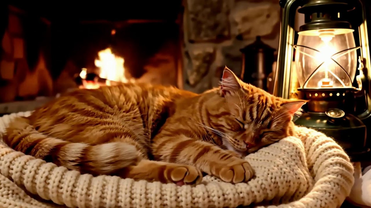 Deep Rest Cat Music 432Hz 😻 Warm Fireplace Comfort For Healing, Calm, And Peaceful Sleep