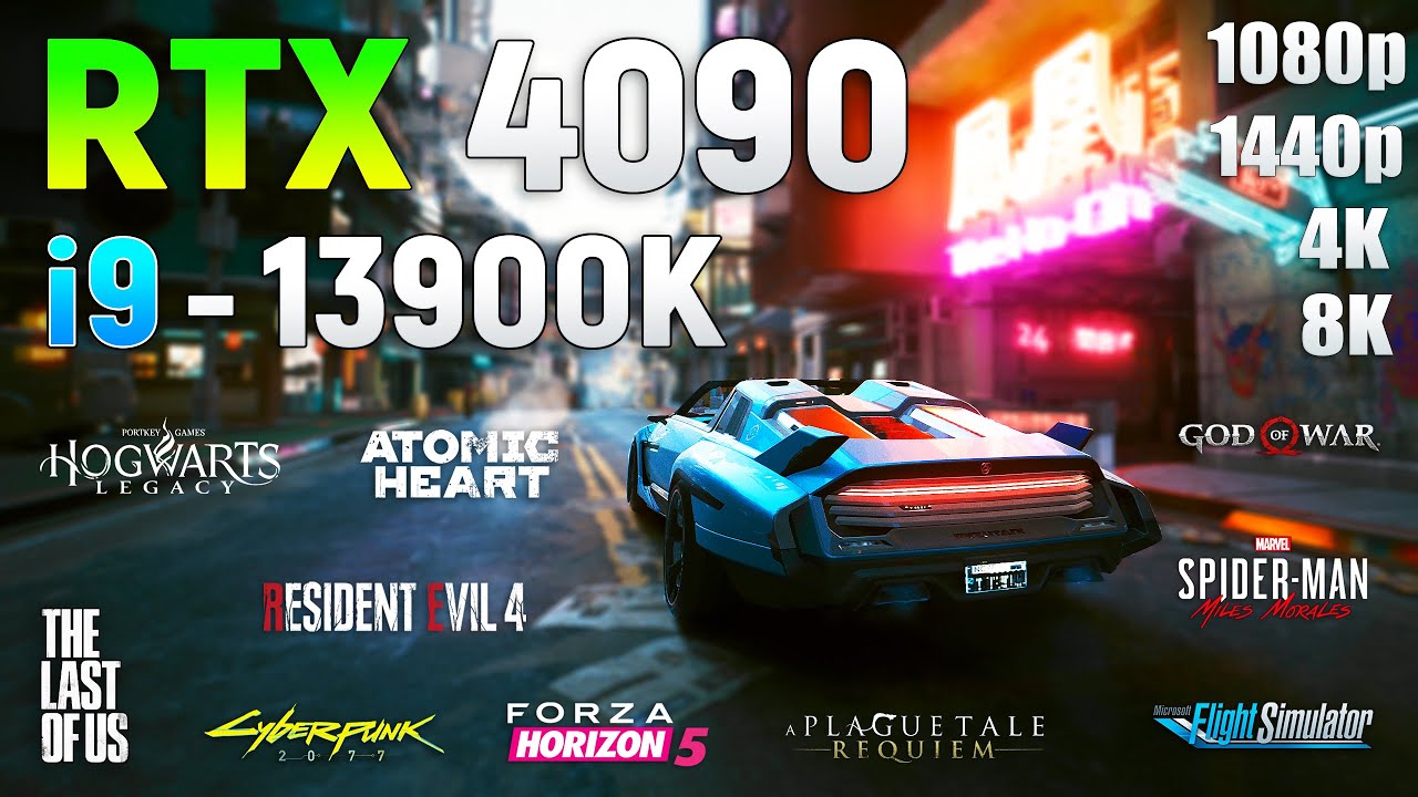 GeForce RTX 4090 + i9 13900K - Test in 10 Games | 1080p | 1440p | 4K | 8K |