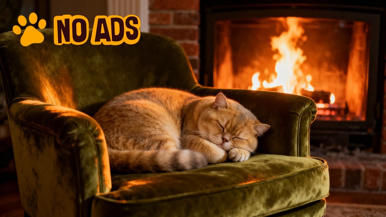 ASMR Cat Purring Comfortably Near Fireplace | No Music #purringcats #relaxation #asmr #kitten #cat