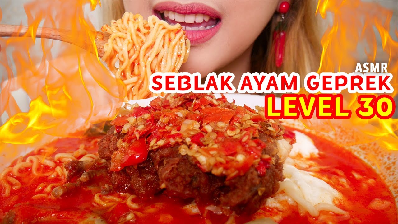 ASMR SEBLAK AYAM GEPREK LEVEL 30 (Whispering) | ASMR Indonesia