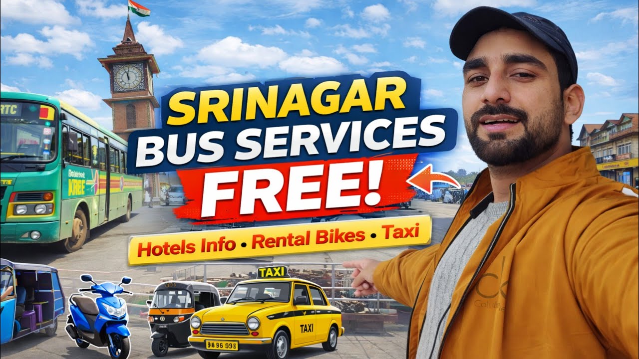 Srinagar Bus Service FREE 😱 | Hotels, Rental Bikes & Taxi Full Guide 2026