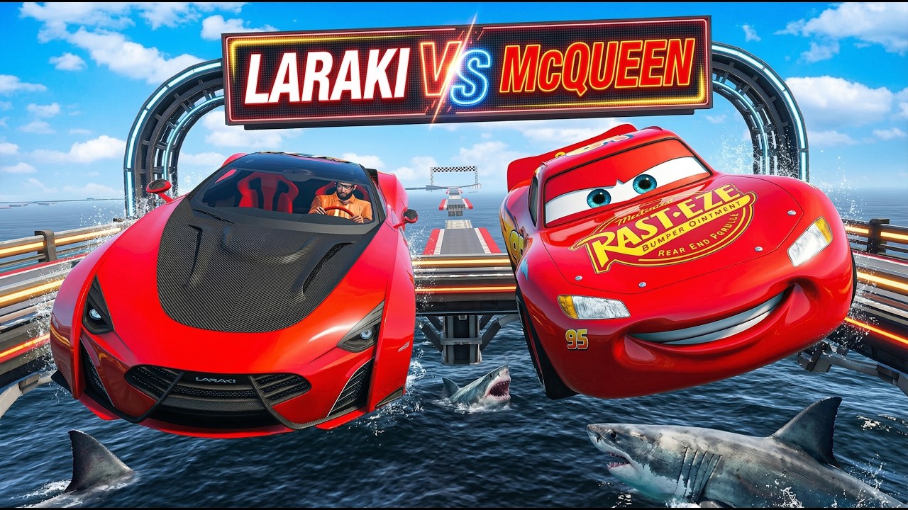Şimşek McQueen vs Laraki Araba 4 Farklı Parkurda Yarışıyor | GTA 5 MODS