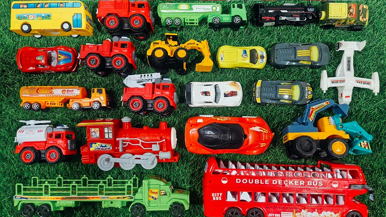 LIVE Menemukan Mainan Mobil Balap, Kereta Api, Bus Telolet, Truk Molen Tank Baja, Beko Excavator b