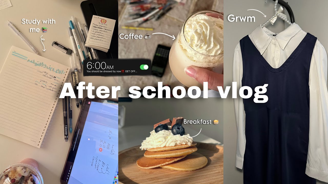School girl study vlog 5am productive mornings, everyday study routine, grwm, baking, notes taking