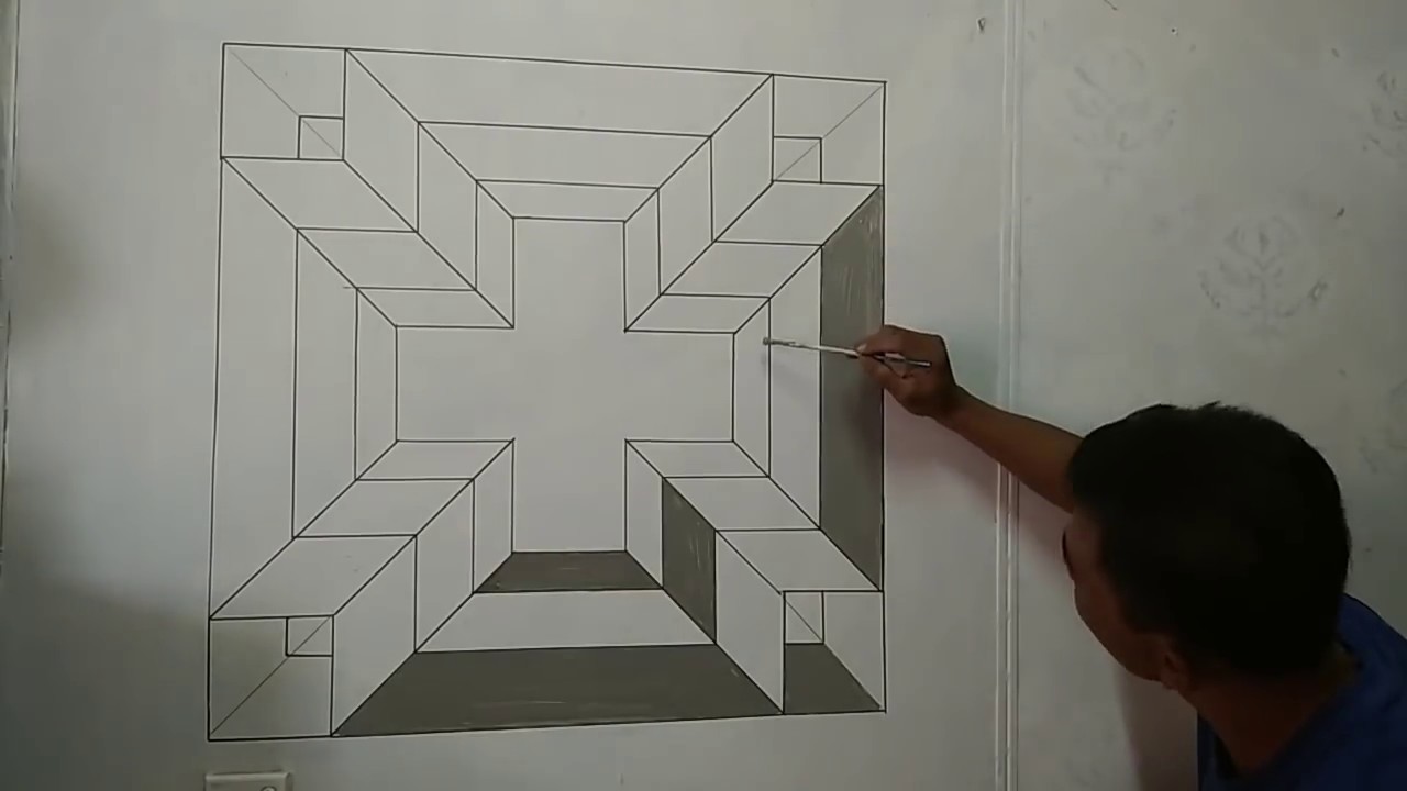 3D OPTICAL ILLUSION MINIMALIST 3D WALL PAINTING TRIANGLE | MURAL DINDING EFFECT 3D