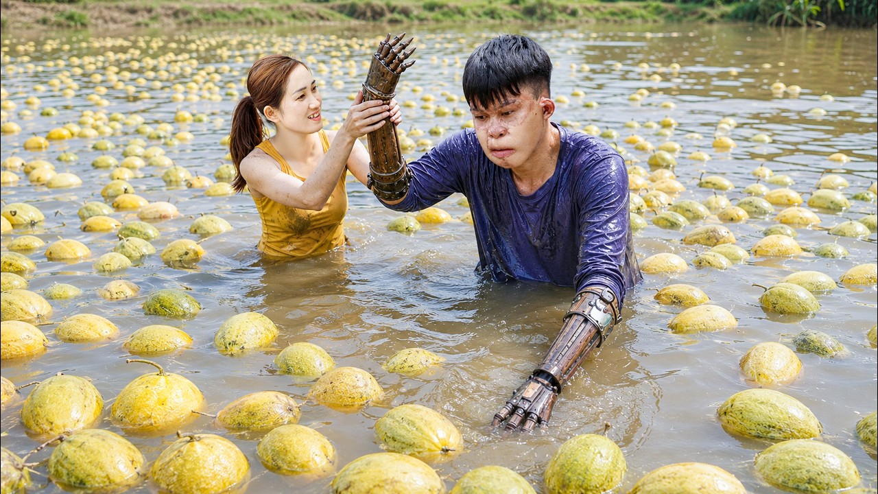 165 Days Harvesting 100kg Honeydew Melons  | Disabled Boy Finds His Wooden Arm Under a Deep Lake