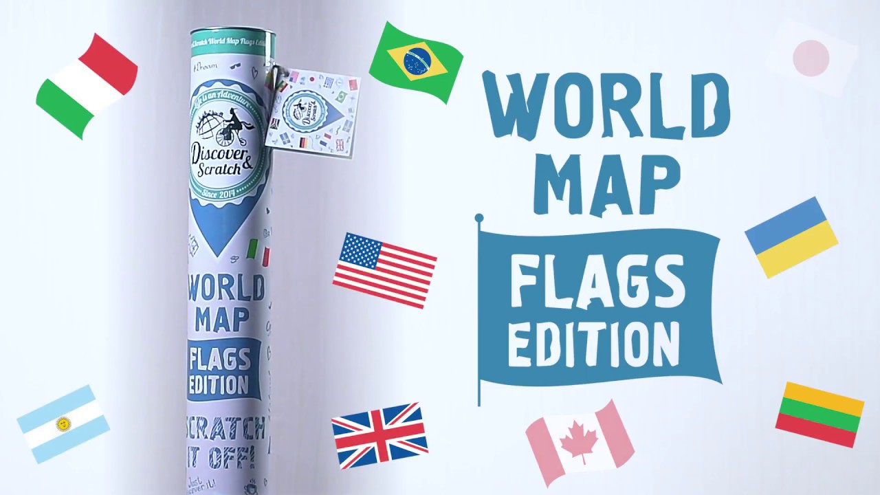 Scratch Off World Map FLAGS EDITION
