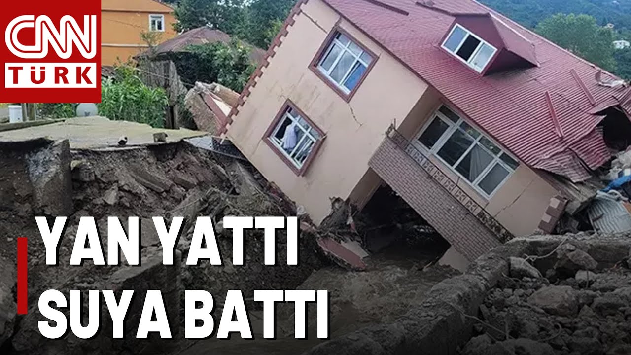 Giresun'da Yine Sel Ve Yine Yıkılan Bir Ev! Dere Yatağına Yapılan Ev Böyle Çöktü!