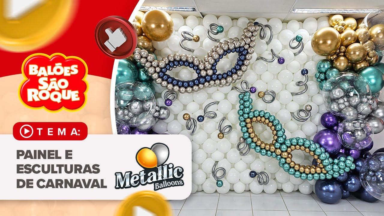 PAINEL, ARCO ORGÂNICO E ESCULTURAS de Carnaval com Metallic Balloons | Tutorial completo! #carnaval