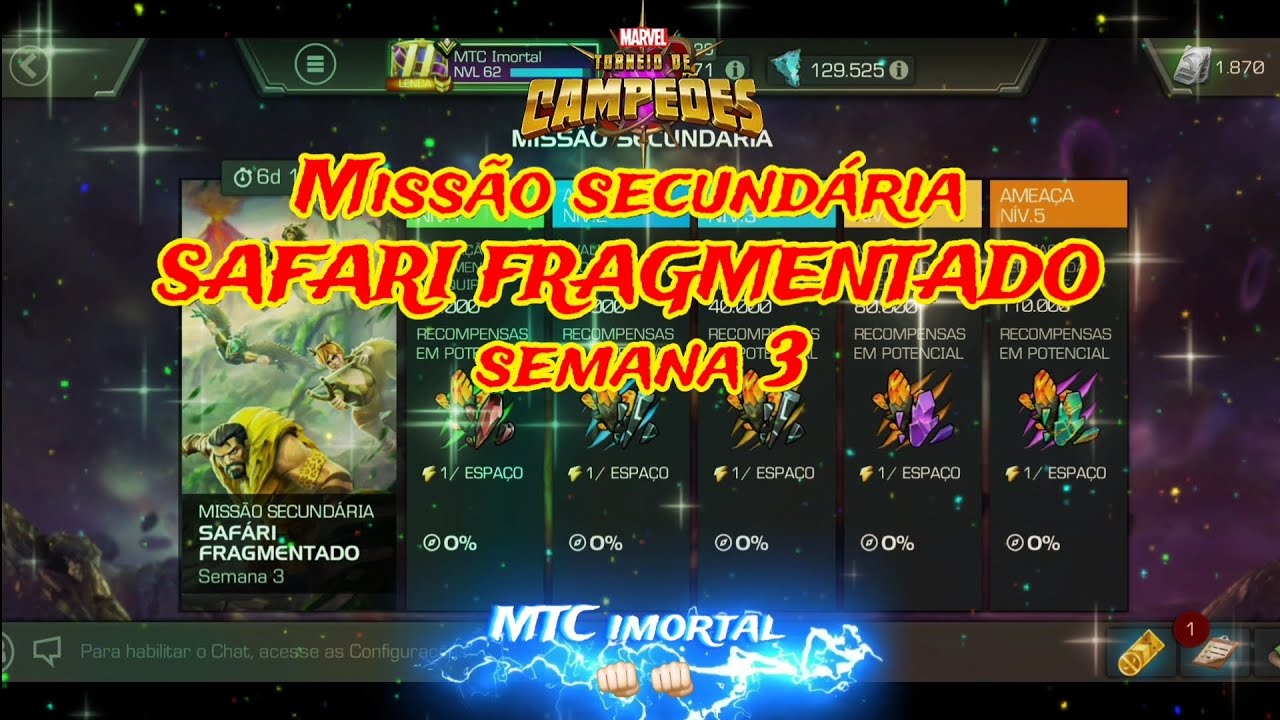 @mtcimortal Missão secundária SAFARI FRAGMENTADO | semana 3 | Mtc | Mcoc | Marvel.