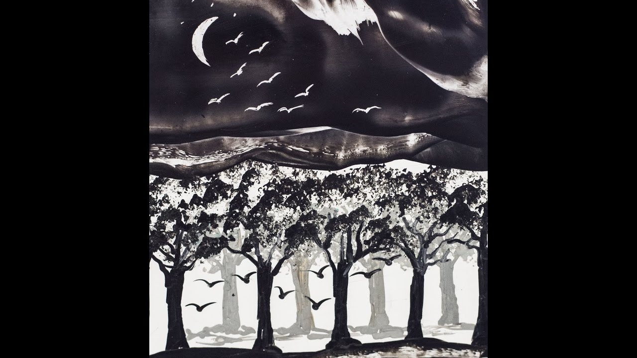 Encausticmalerei Nachtwald