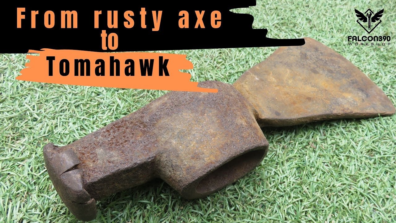 Turning a rusty pick axe into a tomahawk.