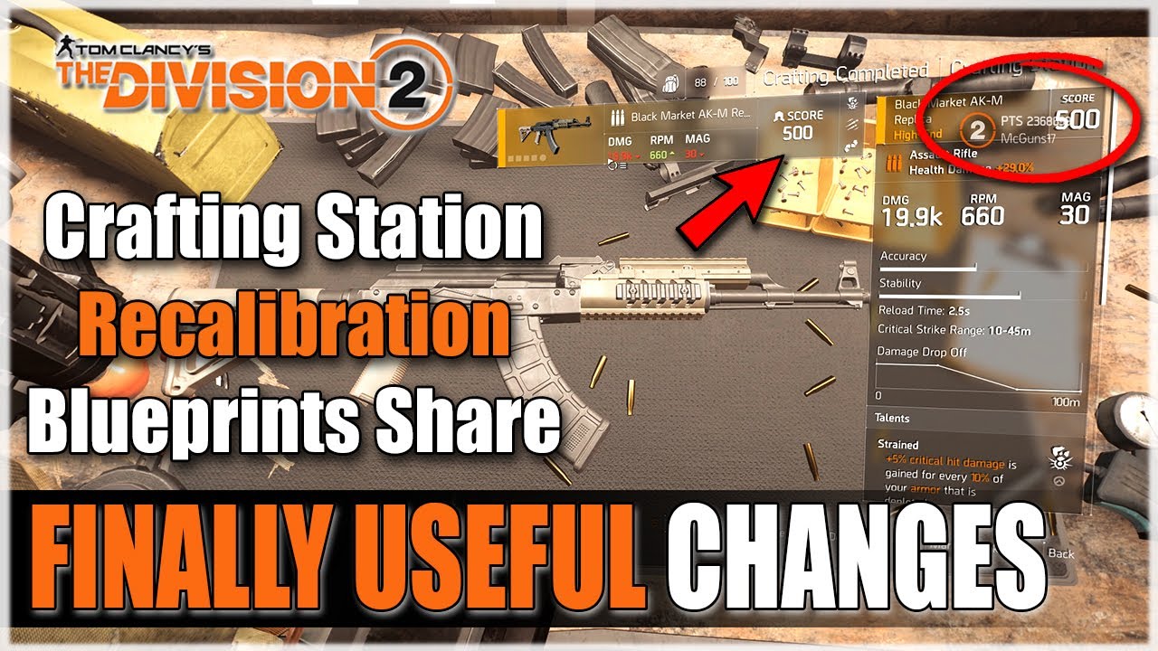 BIG CHANGES | CRAFTING & RECALIBRATION FIXED + BLUEPRINTS SHARE in The Division 2