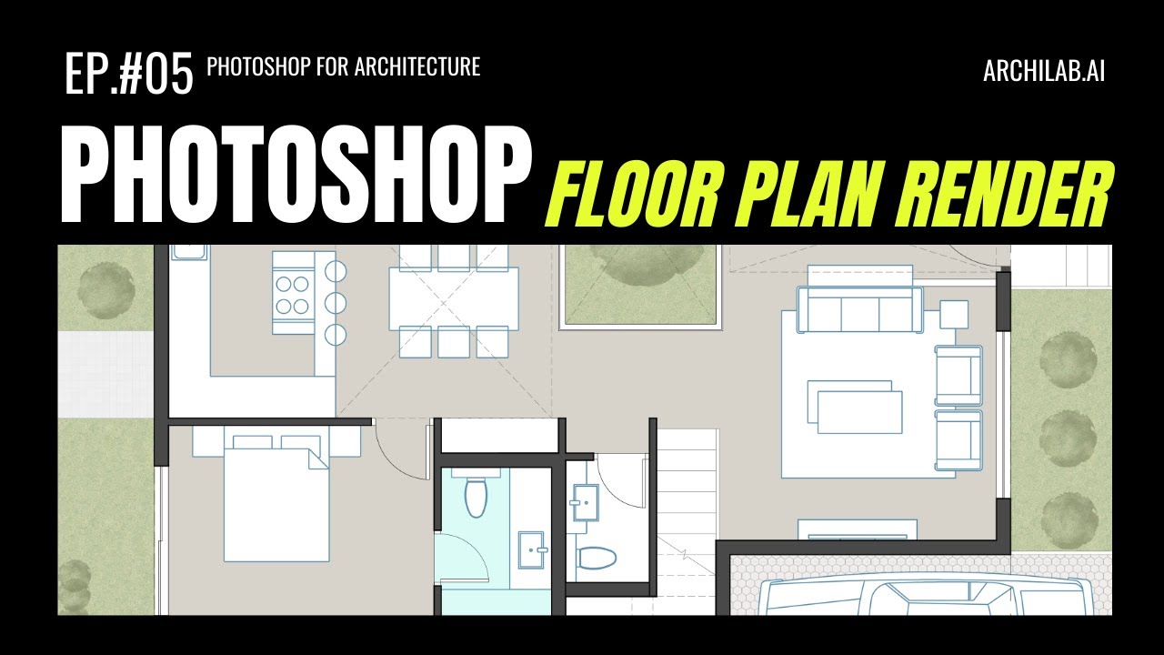 Floor plan render -05 | Photoshop for Architects
