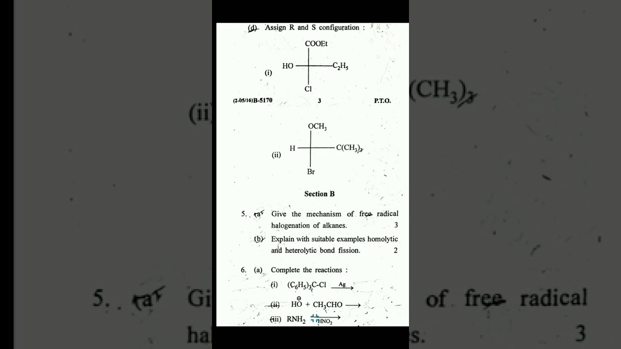CDLU Nov.2017 question paper of organic chemistry for  B.Sc. students....
