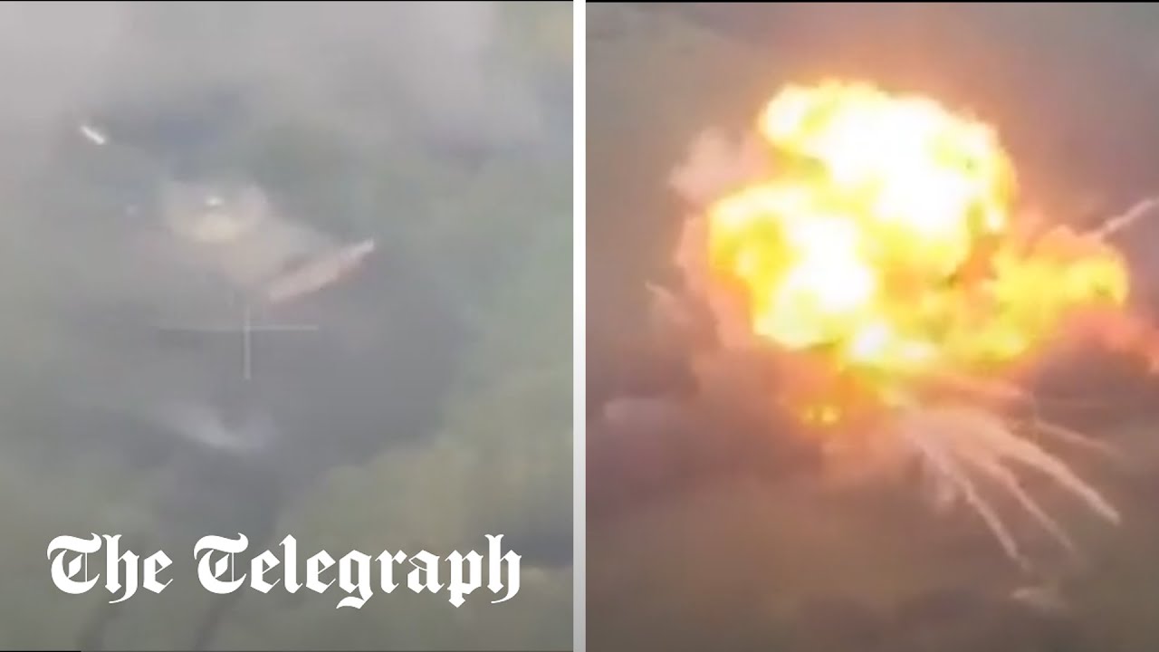 Russian-controlled tank laden with bombs explodes near Ukrainian frontline