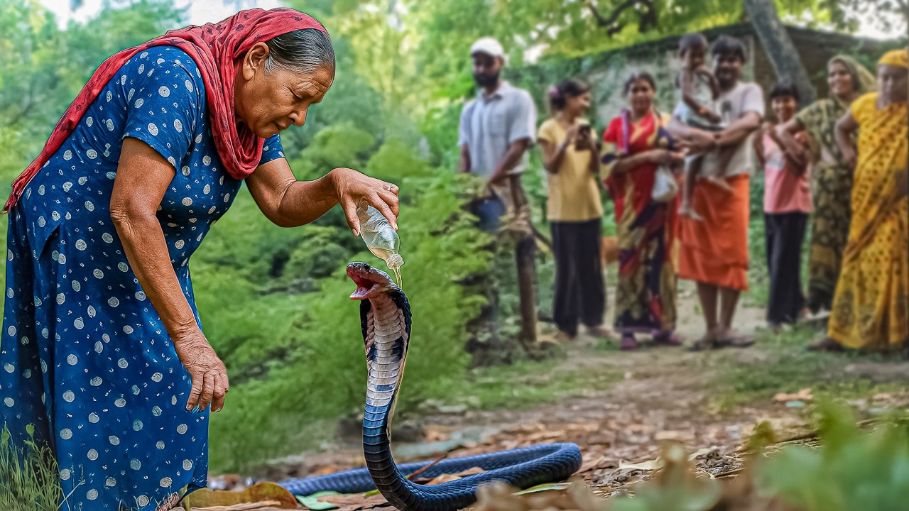 बेबस बूढ़ी महिला ने जहरीले नाग पर डाला पेट्रोल! गुस्से से पागल Cobra साँप देख डर के मारे रोने लगी।