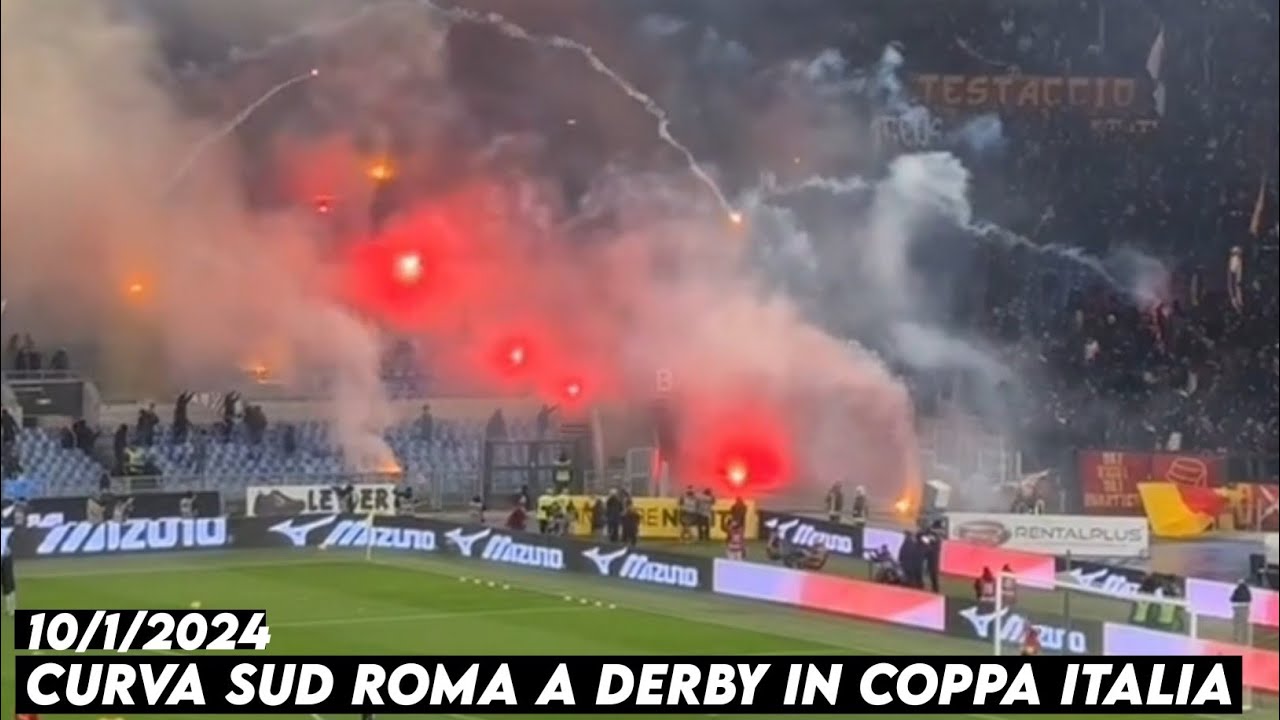 CURVA SUD ROMA A DERBY IN COPPA ITALIA || SS Lazio vs AS Roma 10/1/2024