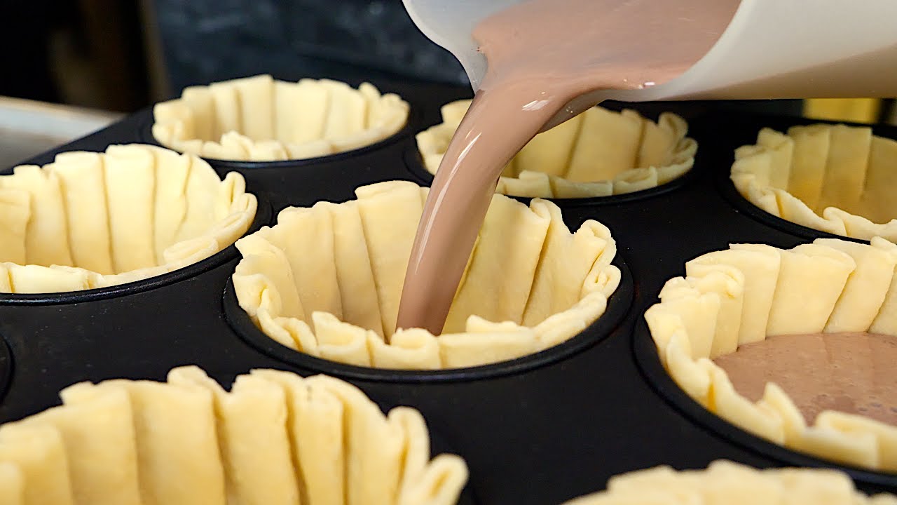 Soft and Crispy! How to make special egg tart, cherry, chocolate - Korean food