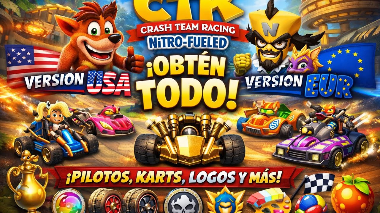 COMO OBTENER TODO EN Crash team racing  VERSION USA EUR fácil save data