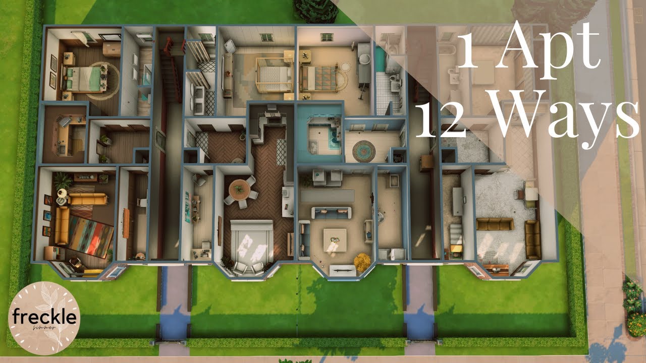 How to Decorate One Apartment 12 Ways | SIMS 4 SPEED BUILD | No CC