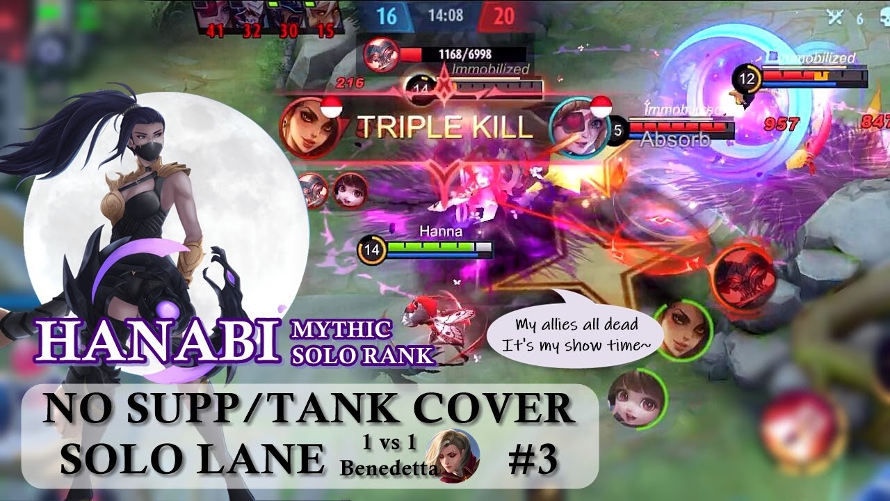 ALLIES ALL DEAD ! IT'S MY SHOW TIME ! 1VS1 BENEDETTA - SOLO LANE / RANK - GAMEPLAY #3 MYTHIC- HANABI