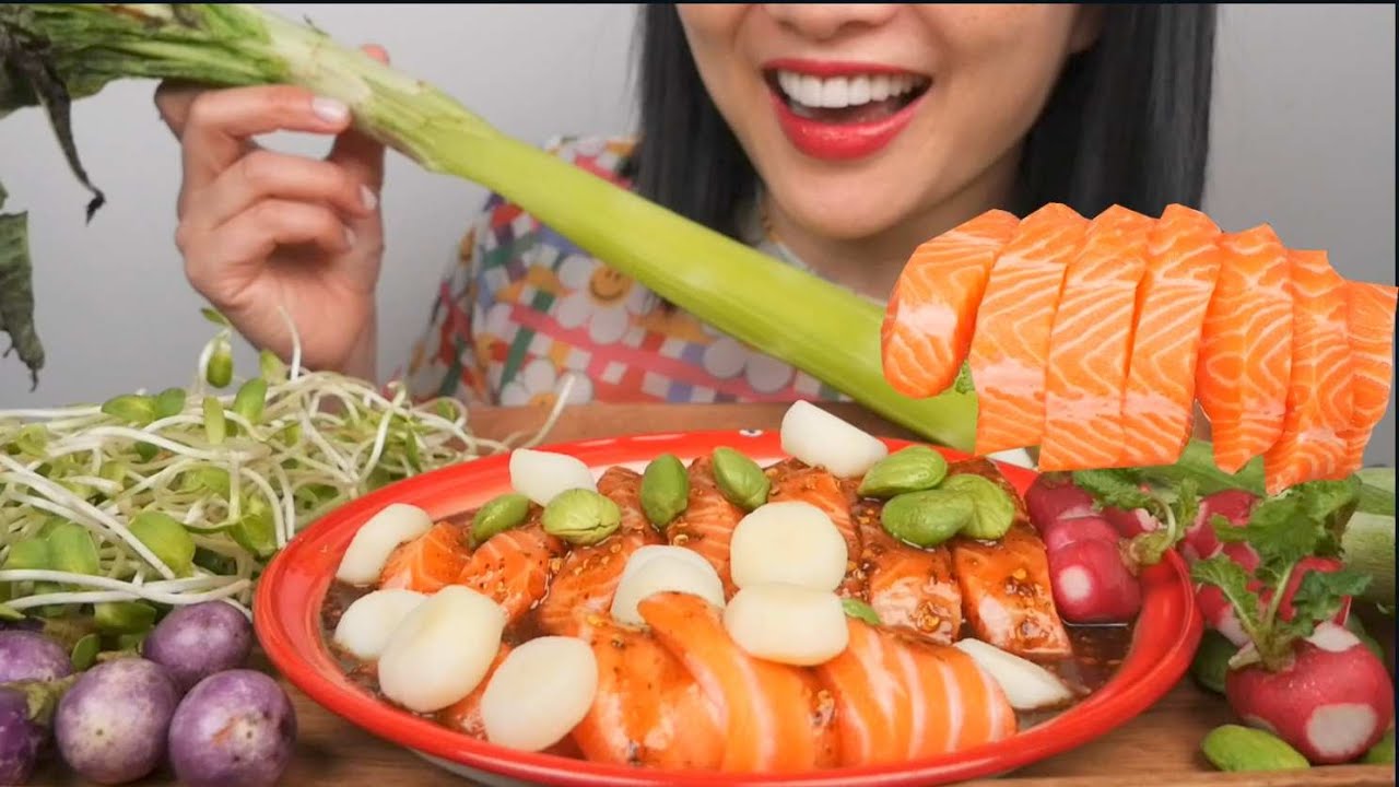 CLASSIC SPICY SALMON SALAD MY WAY (ASMR EATING SOUNDS) NO TALKING | SAS-ASMR