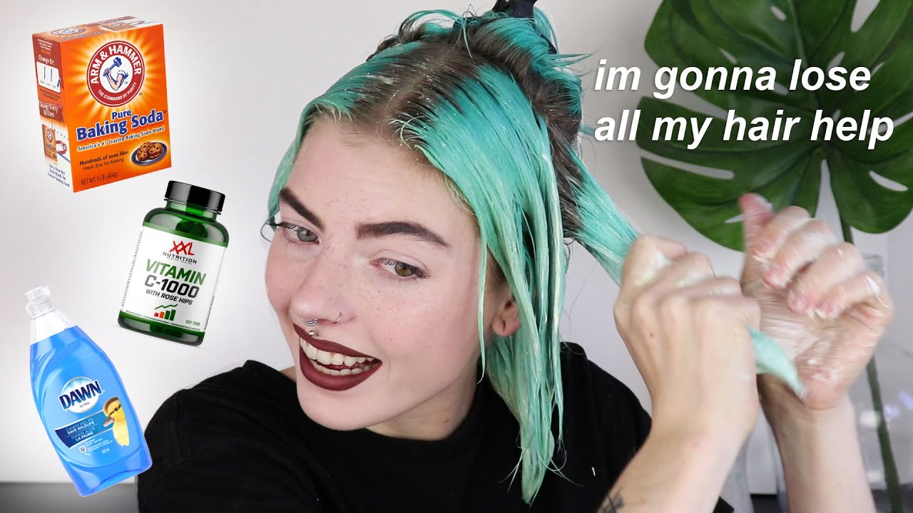 i'm trying every method ever to get the blue dye out of my hair *fail*