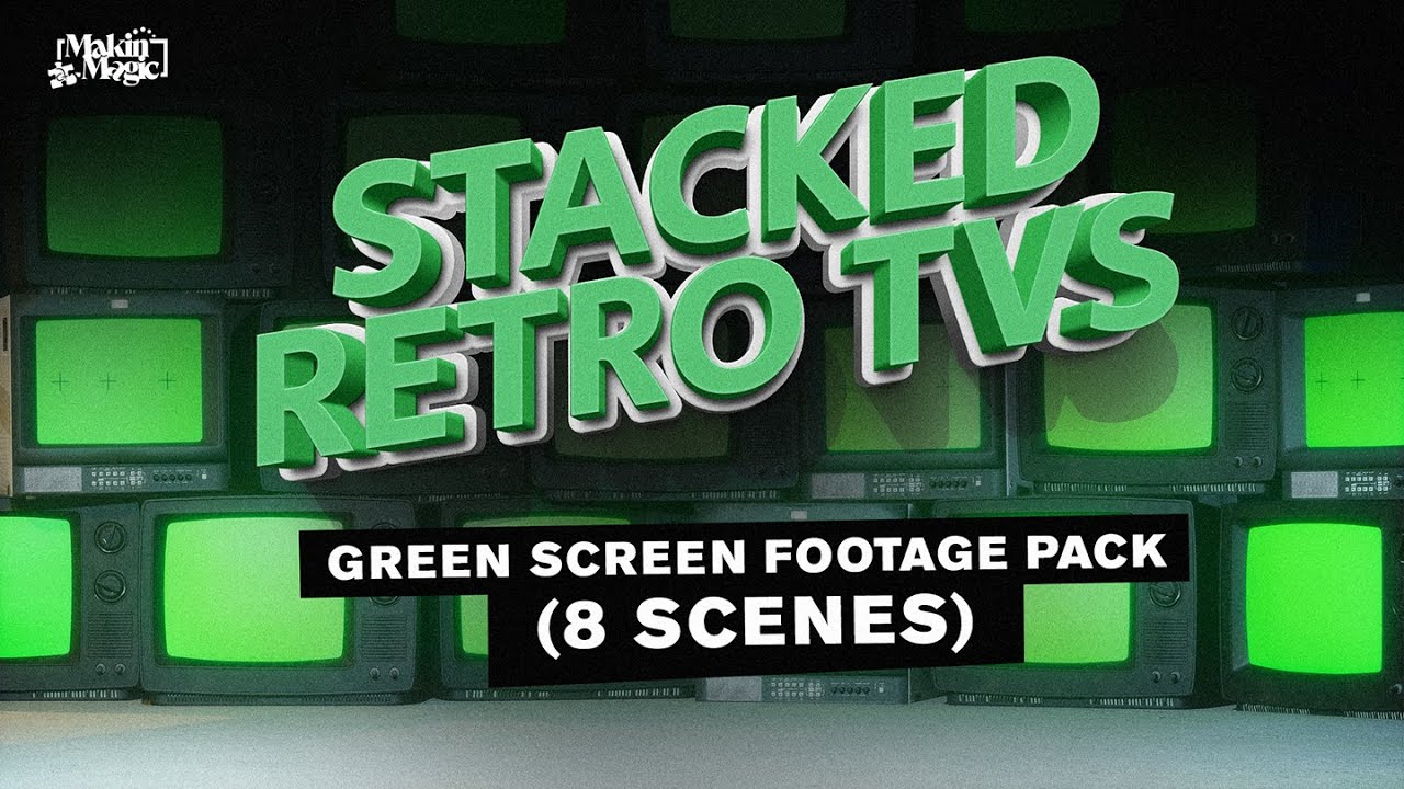 Stacked Retro TVs Green Screen Footage 2025