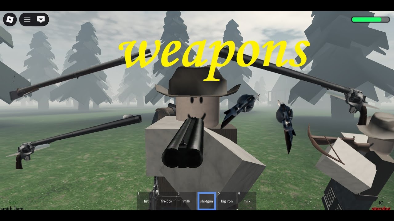 The weapons in Roblox cowboy game