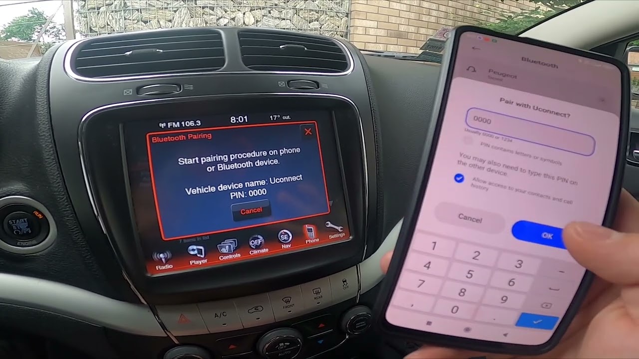 Как подключить смартфон к системе через Bluetooth в Fiat Freemont (2011–2016)