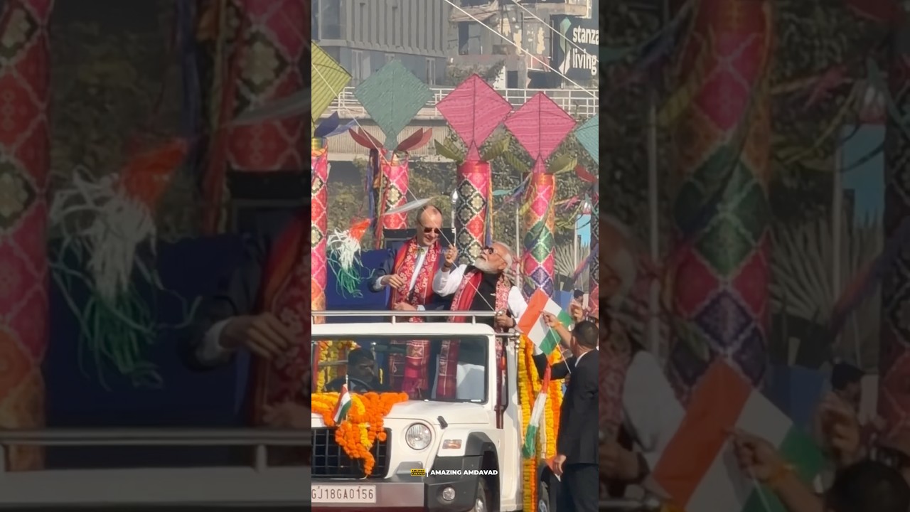 PM Modi & German Chancellor Friedrich Merz at Riverfront in Ahmedabad #germany #india #modi #kite