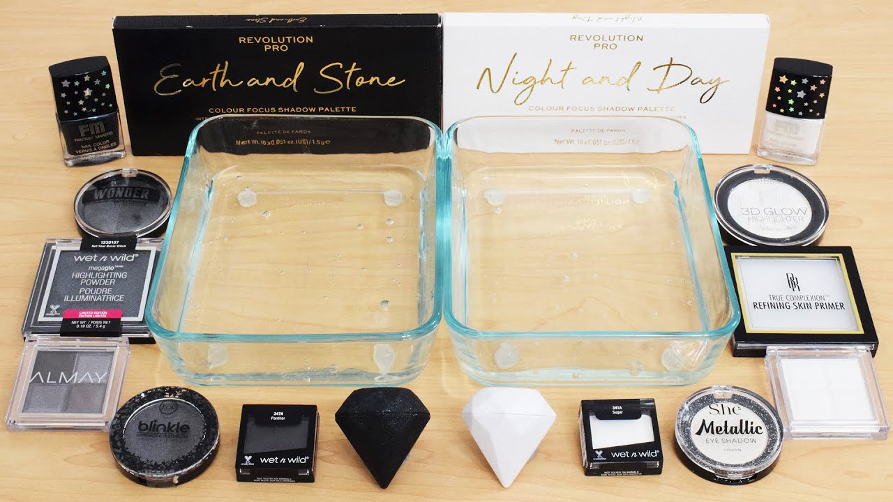 Night and Day - Mixing Makeup Eyeshadow Into Slime ASMR