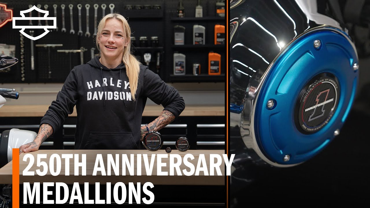 Обзор памятных медальонов Harley-Davidson, посвященных 250-летию компании.