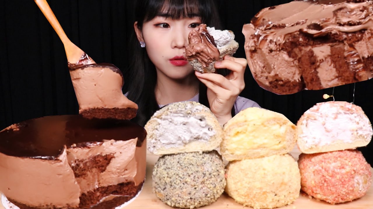 ASMR 홈플러스 신상 크림빵, 초콜릿 크림 케이크 먹방 Cream Bread, Chocolate Cake DESSERT MUKBANG