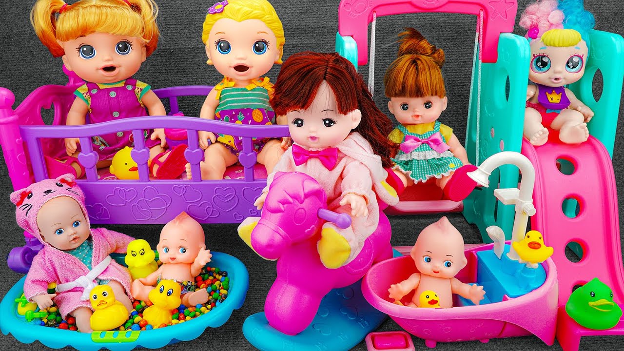 125 Minutes Satisfying with Unboxing Doll Pink Rock Bed Toys,Swing &Slide Toys Review Toys | ASMR