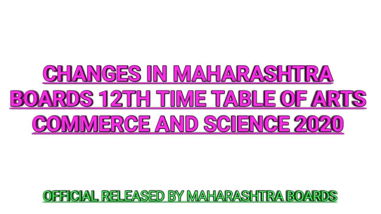 MAHARASHTRA BOARDS 12TH STD OF ARTS, COMMERCE AND SCIENCE | 12TH STD TIMETABLE 2020 | SMART STUDY