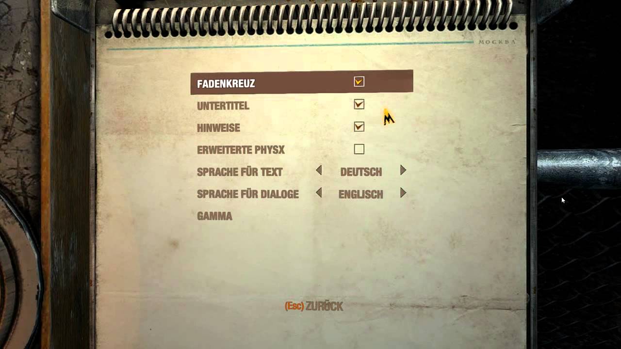 How to change language in Metro Last Light